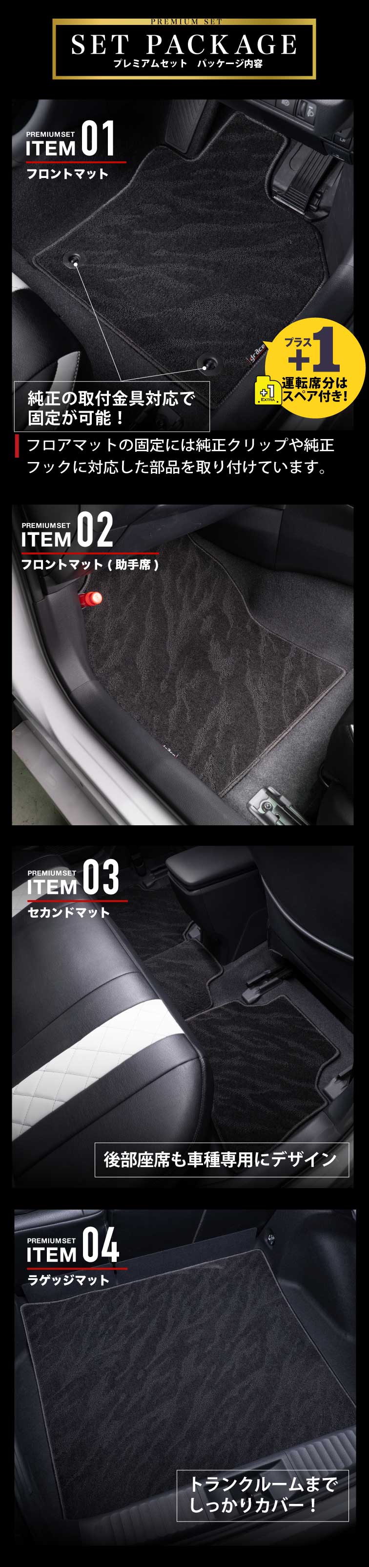 フロアマットプレミアムセットプリウスセット内容