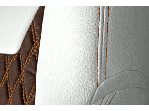 シートカバー　DEAR DIA EDITION　ラムースブラウンxアイボリーxオレンジステッチ