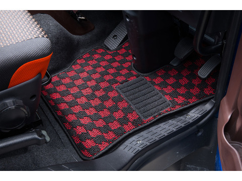 フロアマット WAVE CHECK　レッド