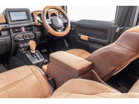 【ジムニーノマド専用】センターコンソール Ver.3アンティークコーデュロイ コーデュロイキャメル×ヴィンテージブラウン 装着イメージ