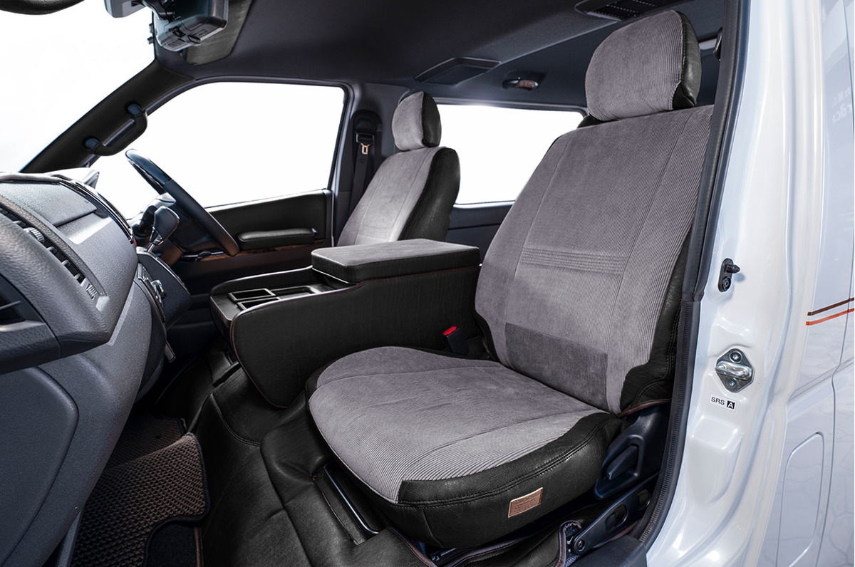 シートカバー  アンティークコーデュロイ　コーデュロイグレーxヴィンテージブラック