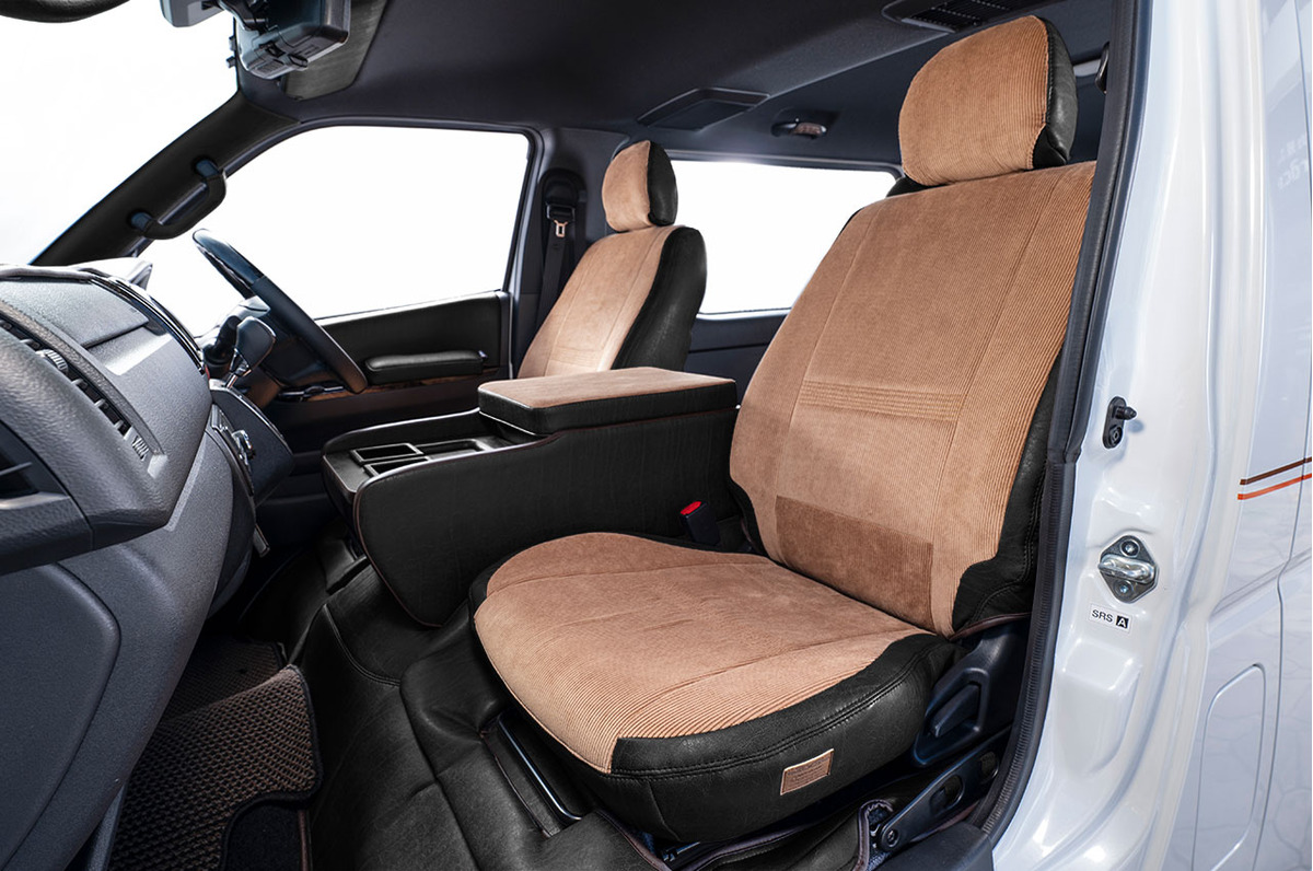 シートカバー  アンティークコーデュロイ　コーデュロイキャメルxヴィンテージブラック