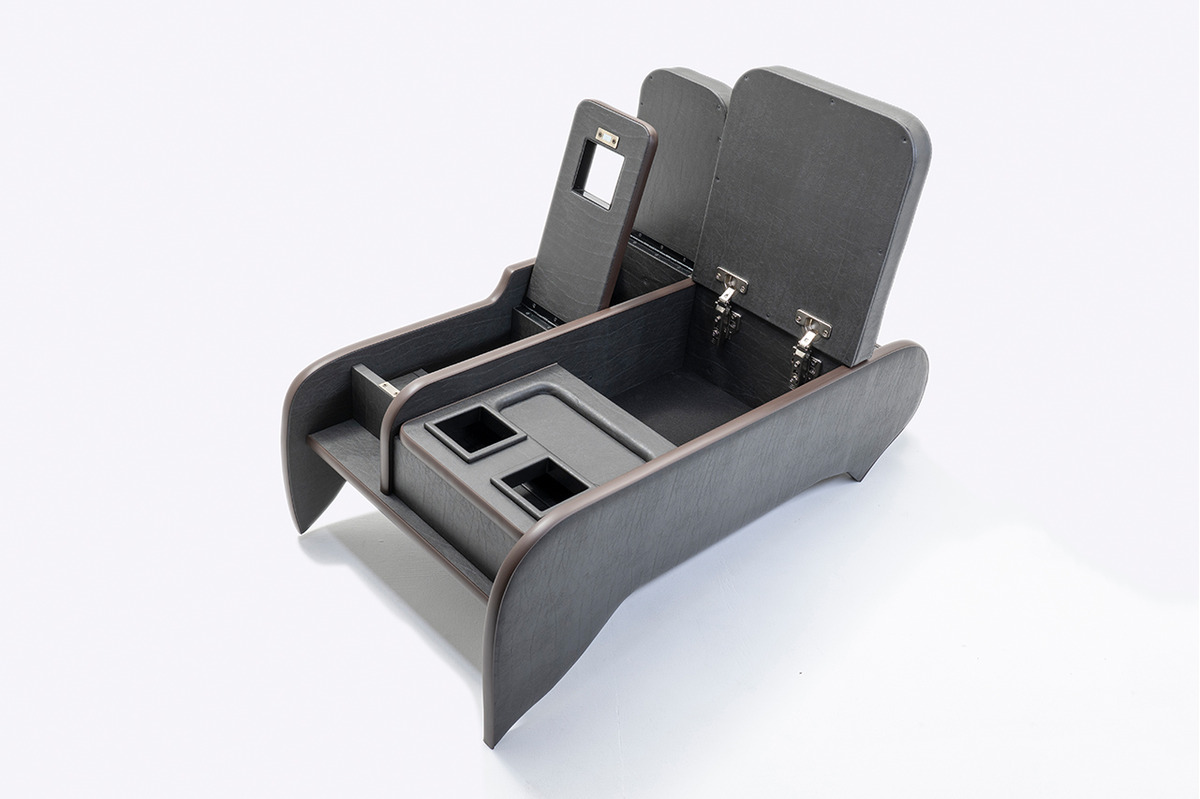 200系ハイエース ワゴンGL グランドキャビン用　センターコンソール アンティークコーデュロイ ヴィンテージブラックxグレー