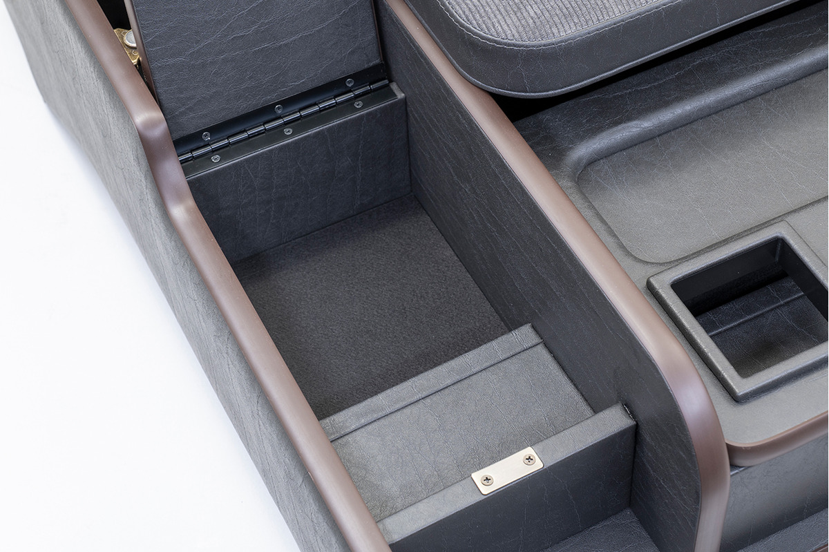 200系ハイエース ワゴンGL グランドキャビン用　センターコンソール アンティークコーデュロイ ヴィンテージブラックxグレー