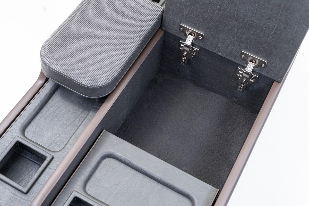 200系ハイエース ワゴンGL グランドキャビン用　センターコンソール アンティークコーデュロイ ヴィンテージブラックxグレー