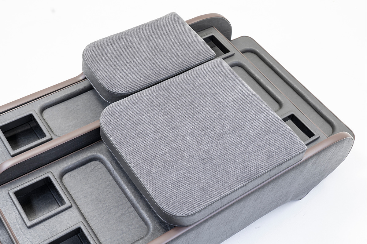 200系ハイエース ワゴンGL グランドキャビン用　センターコンソール アンティークコーデュロイ ヴィンテージブラックxグレー