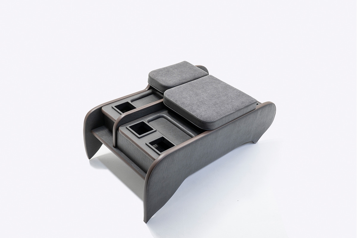 200系ハイエース ワゴンGL グランドキャビン用　センターコンソール アンティークコーデュロイ ヴィンテージブラックxグレー