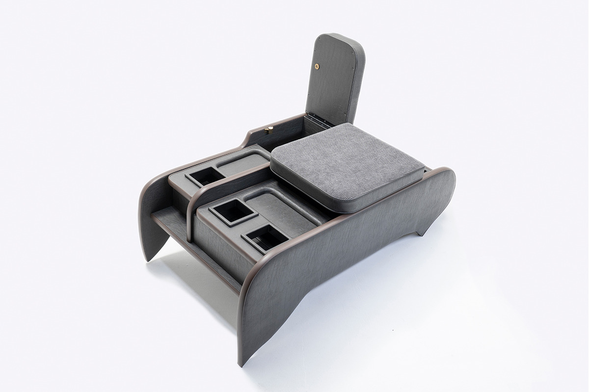 200系ハイエース ワゴンGL グランドキャビン用　センターコンソール アンティークコーデュロイ ヴィンテージブラックxグレー