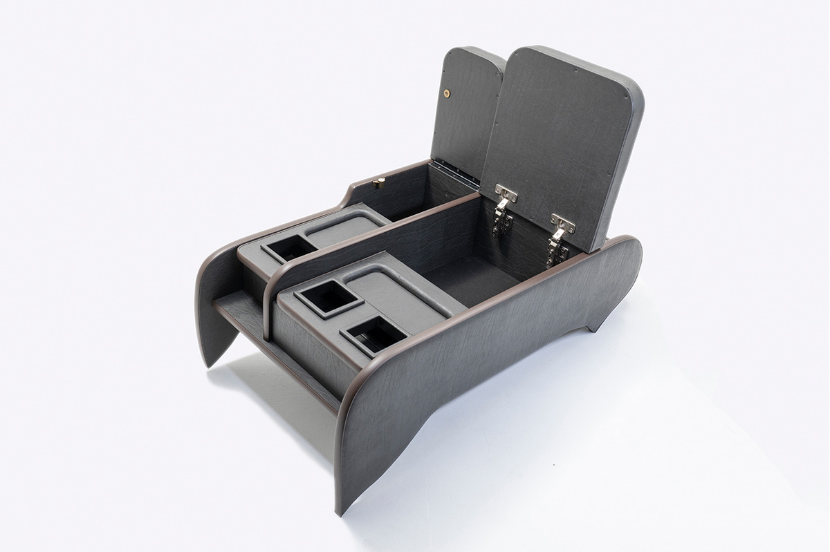 200系ハイエース ワゴンGL グランドキャビン用　センターコンソール アンティークコーデュロイ ヴィンテージブラックxグレー