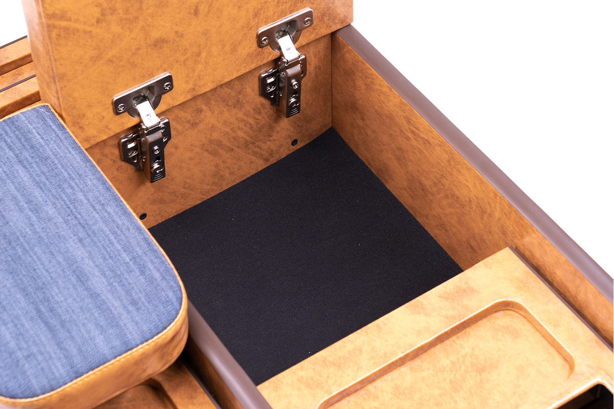 200系ハイエース ワゴンGL グランドキャビン用　センターコンソール アンティークデニム キャメル