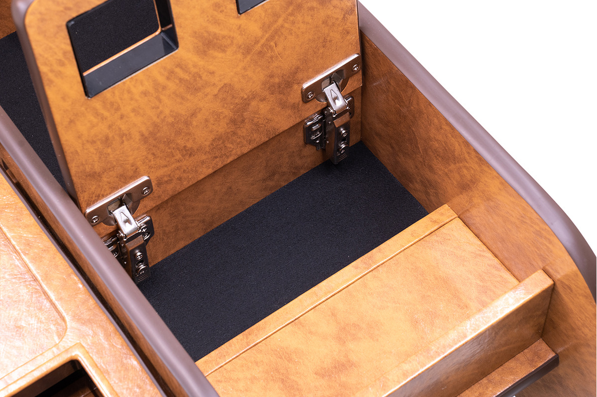 200系ハイエース ワゴンGL グランドキャビン用　センターコンソール アンティークデニム キャメル