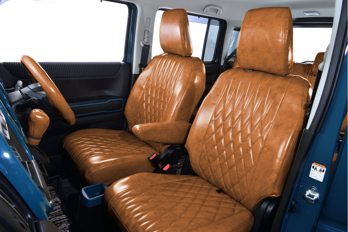 N-VAN シートカバー  アンティークデザインD　キャメル