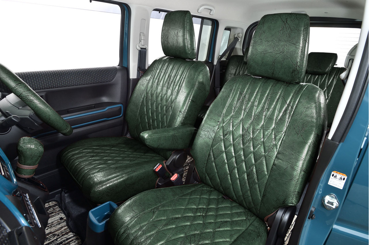 N-VAN シートカバー  アンティークデザインD　モスグリーン
