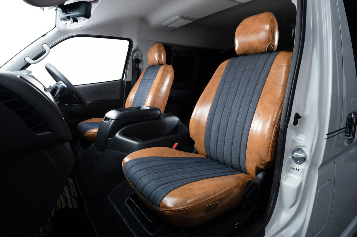 200ハイエース　シートカバー  アンティークデニム　インディゴブルー