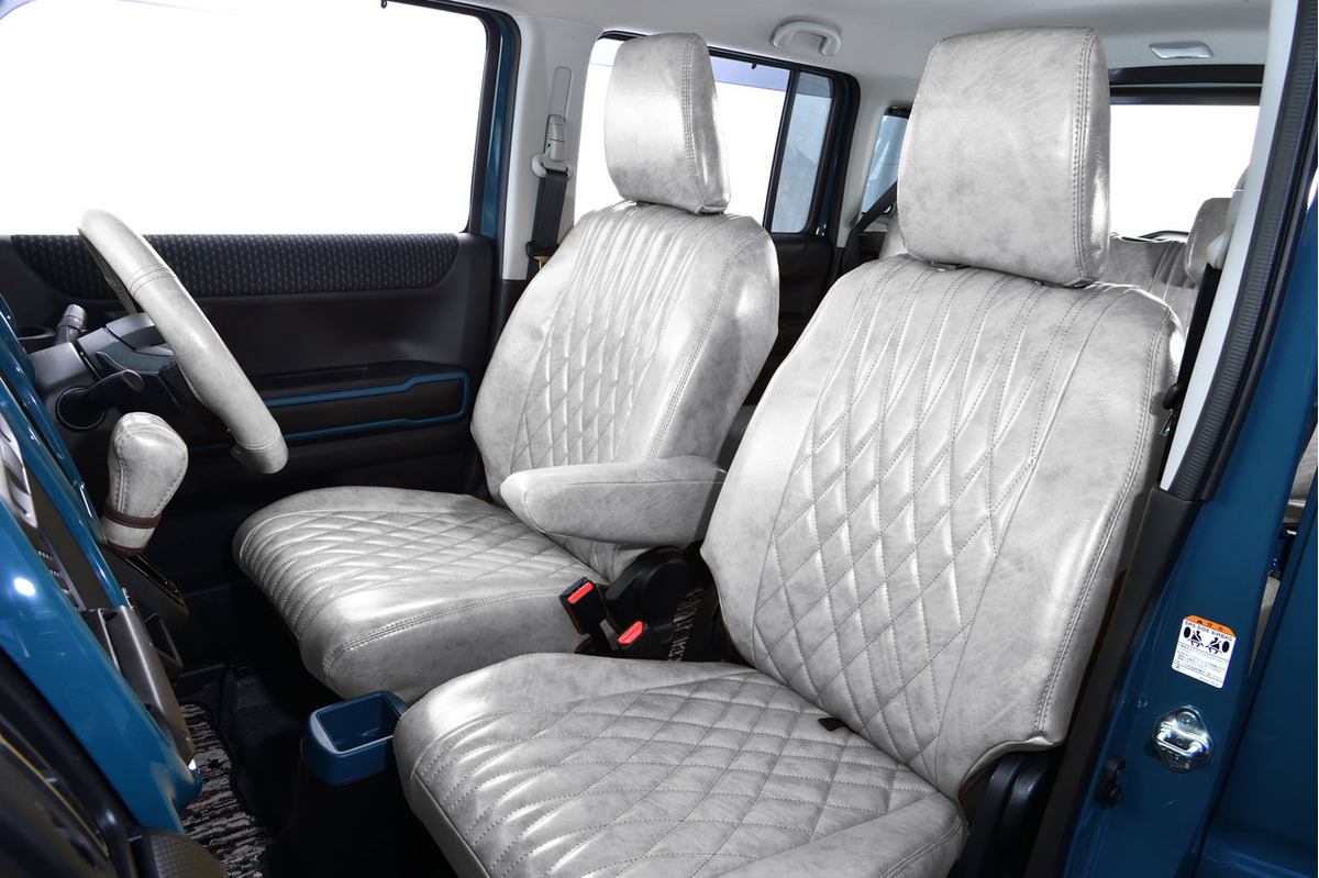 N-VAN シートカバー  アンティークデザインD　ホワイトスモーク