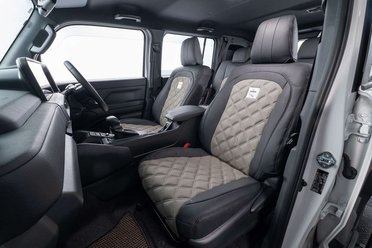 ランドクルザーFJ 車種限定シートカバー プライムヴィーガンMF　アクセント：グレージュ