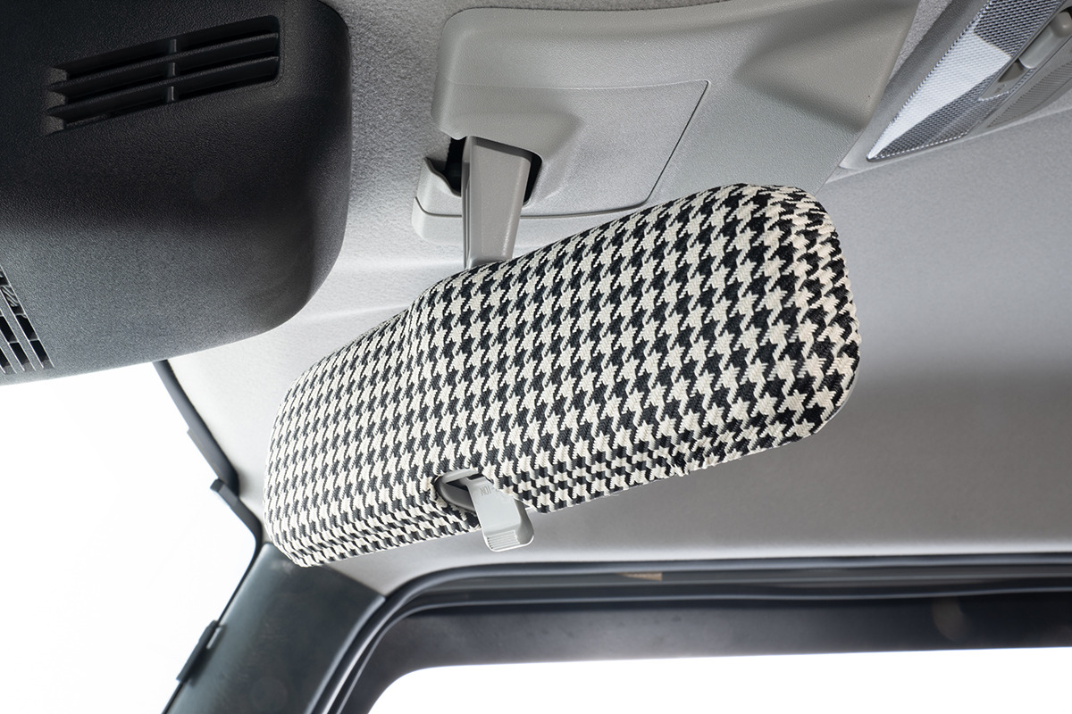 スズキ ルームミラーカバー ①　ホワイト　新型ジムニー スペーシアギア　ハスラー スズキ ルームミラーカバー ① ユーカリ茶木目 新型ジムニー ハスラー