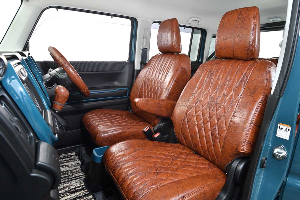 S700ハイゼットカーゴ　シートカバー  アンティークデザインD ブラウン