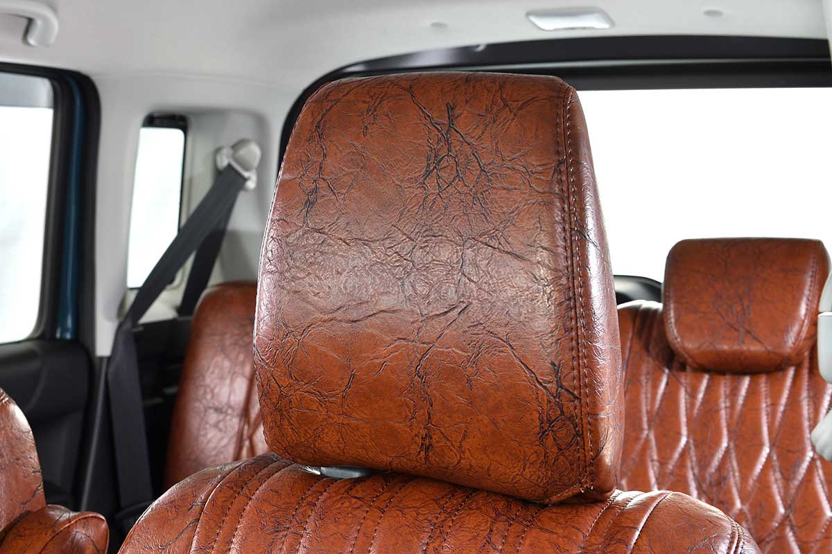 S700ハイゼットカーゴ　シートカバー  アンティークデザインD ブラウン　ヘッドレスト
