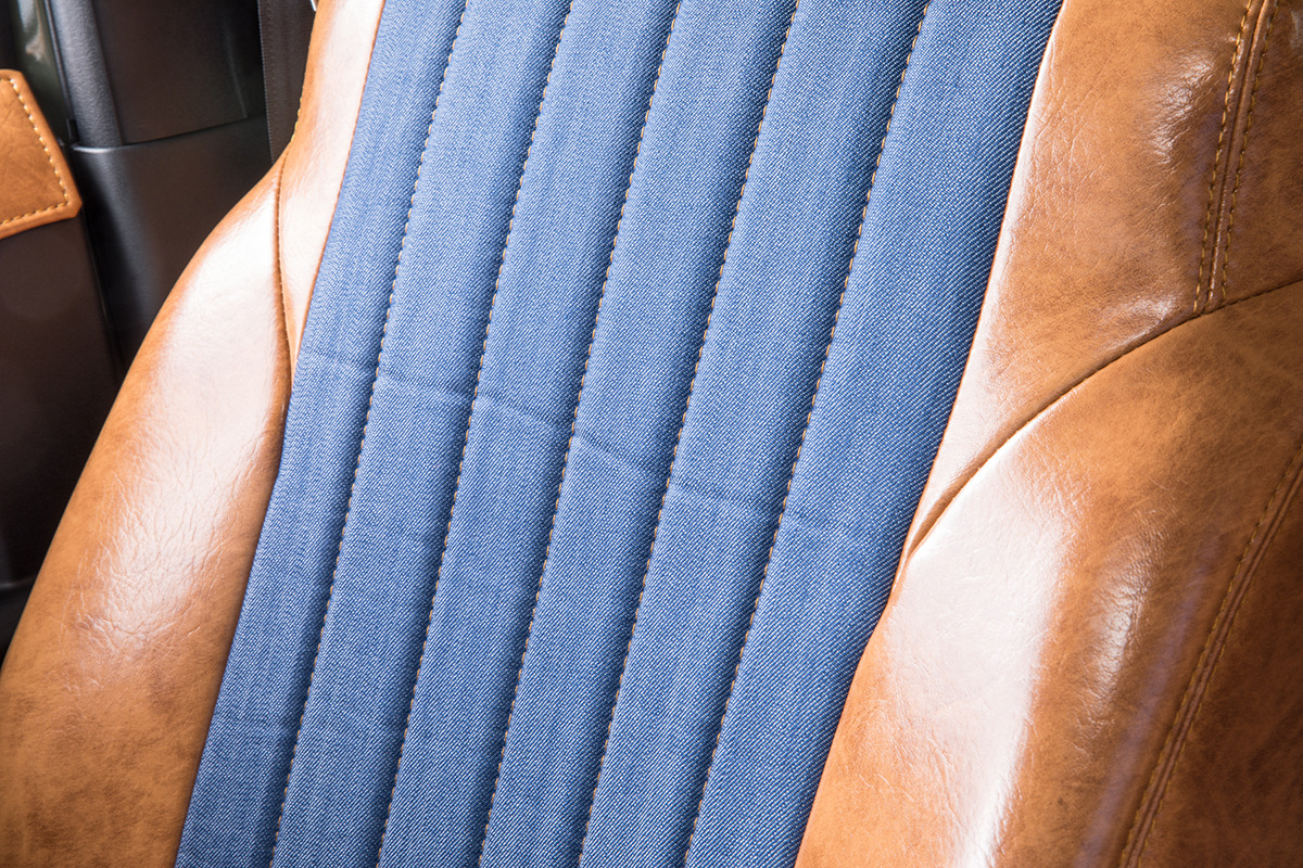 150プラド シートカバー  アンティークデニム　キャメル