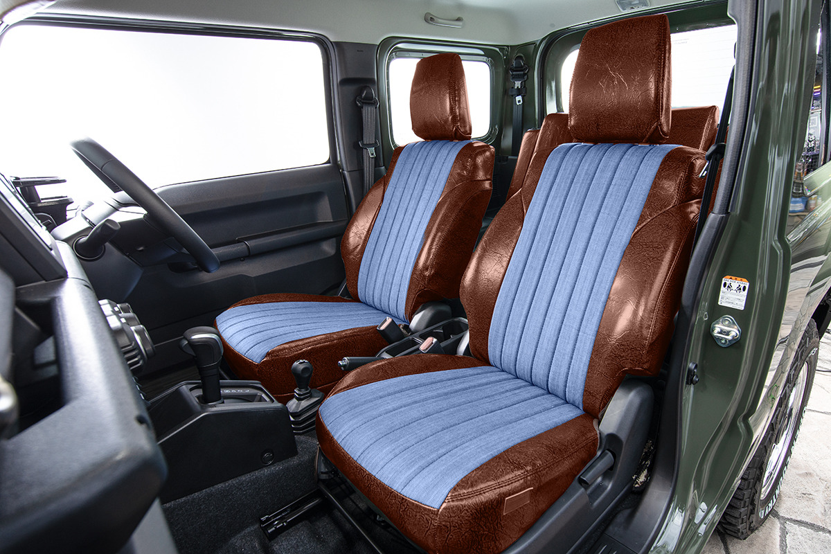 シートカバーアンティークデニム　ブラウン