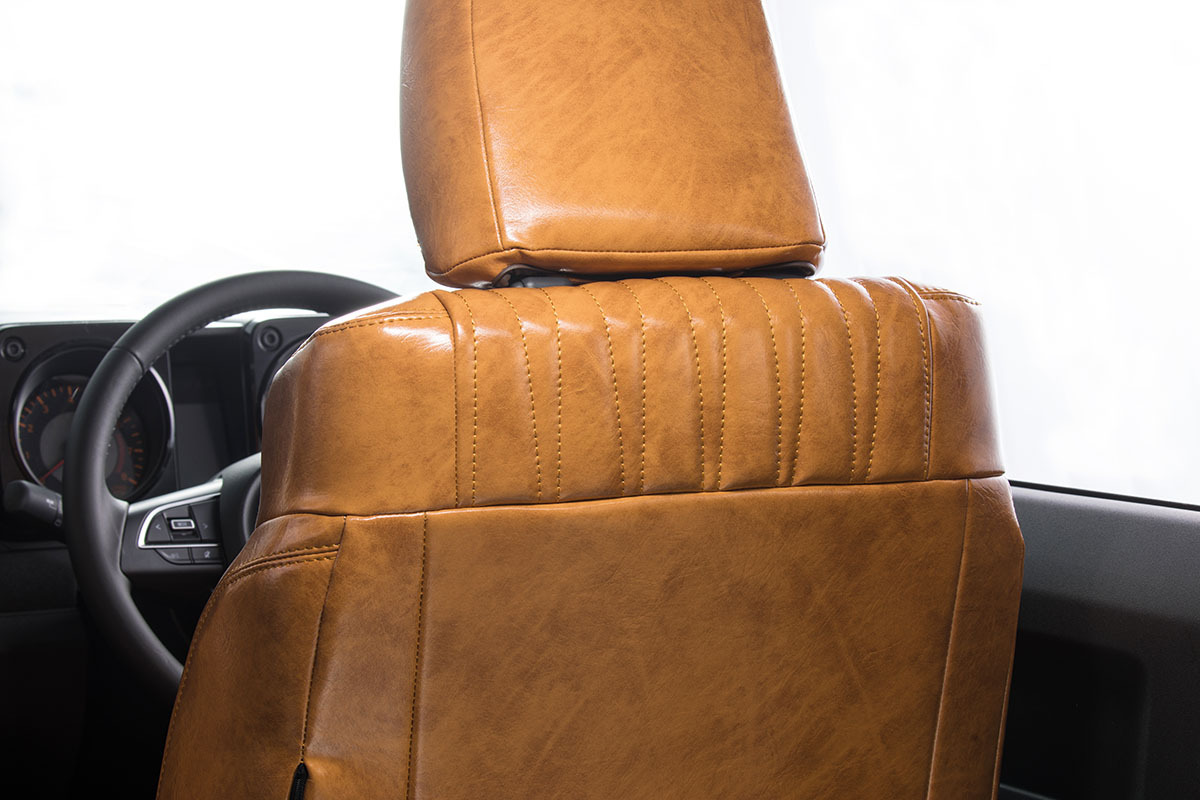 シートカバー アンティークデザインD　キャメル　シート背面デザイン