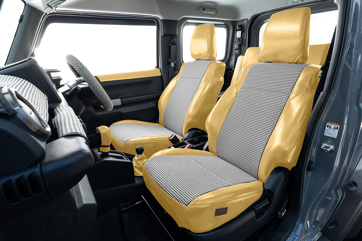 シートカバー  アンティーク千鳥　クリームイエロー