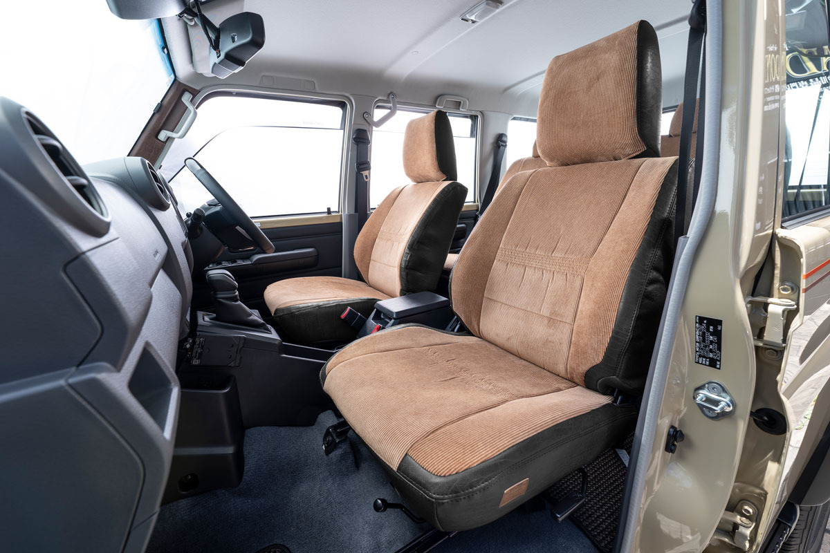 シートカバー  アンティークコーデュロイ　コーデュロイキャメルxヴィンテージブラック