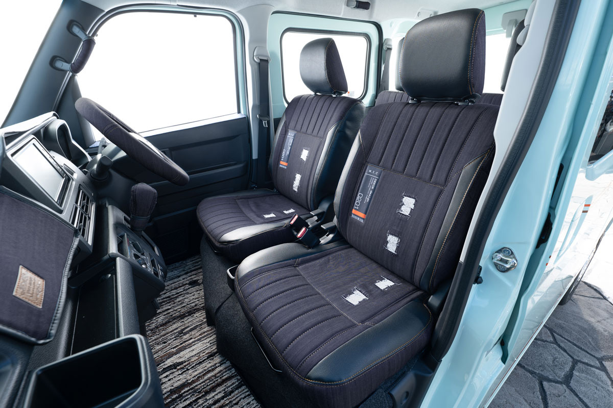 S700ハイゼットカーゴ シートカバー  M.I.C DENIM インディゴ(アトレー装着)