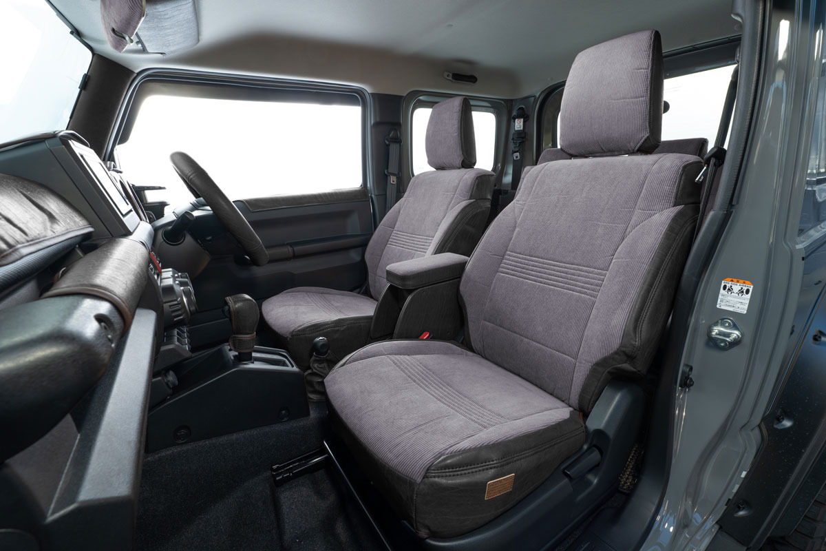 シートカバー  アンティークコーデュロイ　コーデュロイグレーxヴィンテージブラック