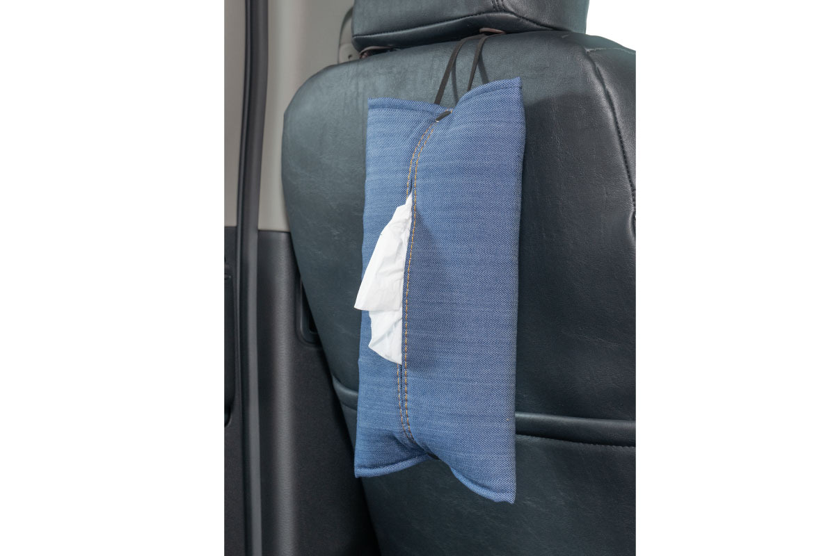【ヘッドレストフック付】シンプルティッシュケース デニムデザイン