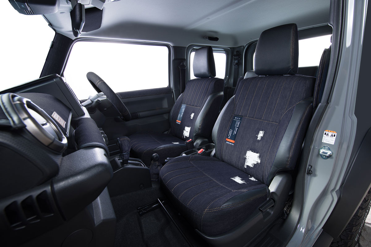 シートカバー  M.I.C DENIM　ジムニー装着イメージ　インディゴブルー