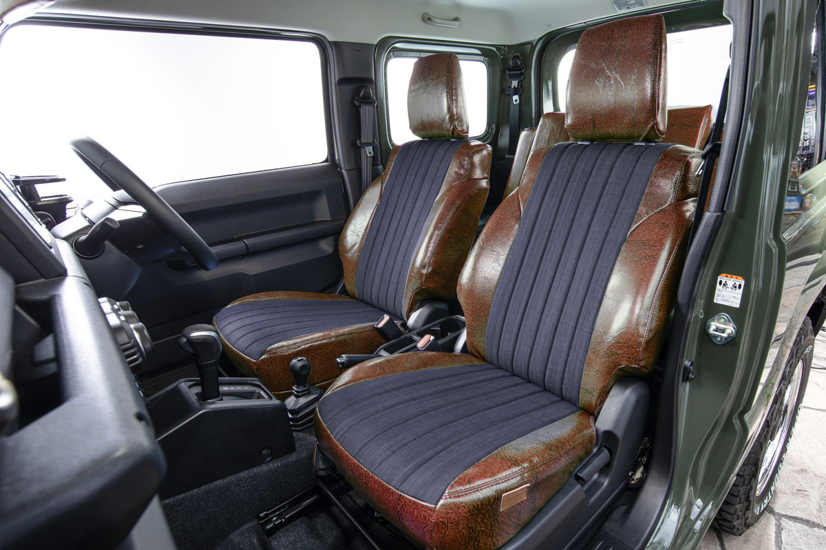 シートカバー  アンティークデニム　インディゴブルー ジムニー装着イメージ