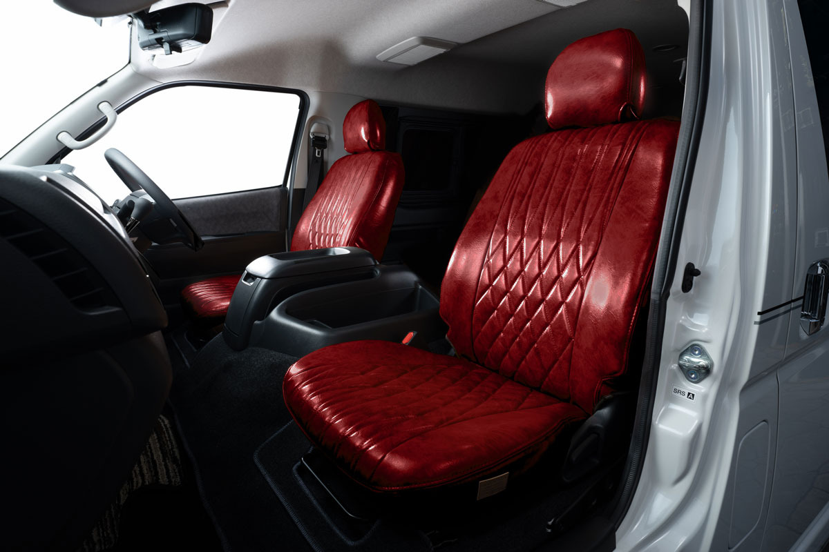 200ハイエース　シートカバー  アンティークデザインD　ボルドー