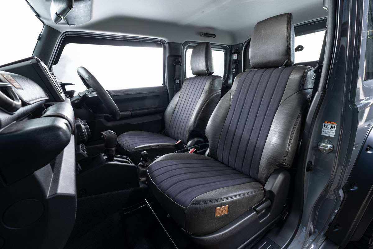 シートカバー  アンティークデニム　インディゴブルー ジムニー装着イメージ