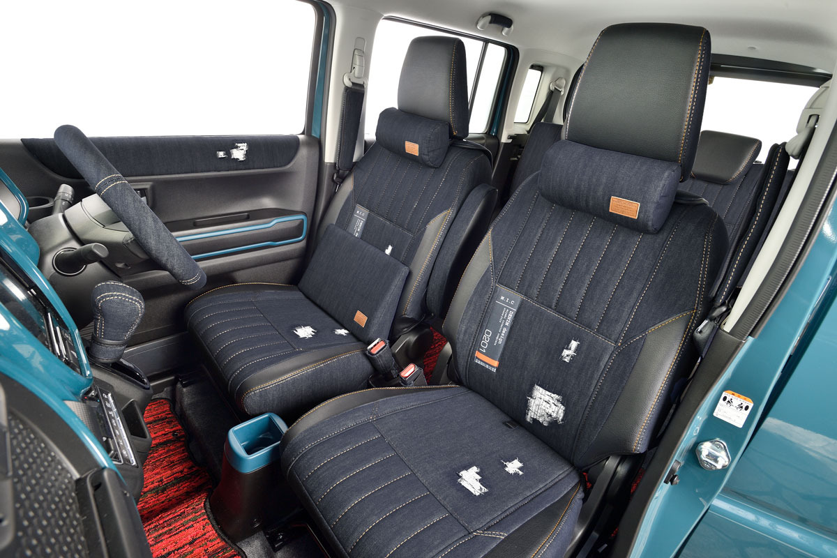 シートカバー  M.I.C DENIM　ハスラー装着イメージ　インディゴブルー