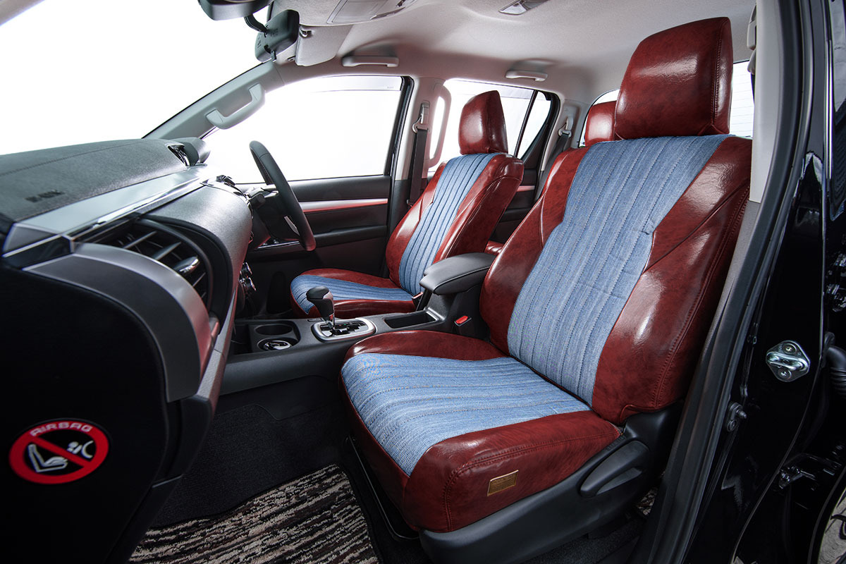 125ハイラックス シートカバー  アンティークデニムボルドー