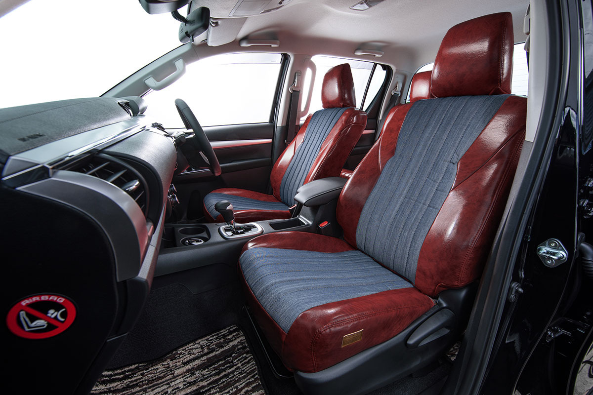 125ハイラックス シートカバー  アンティークデニムインディゴボルドー