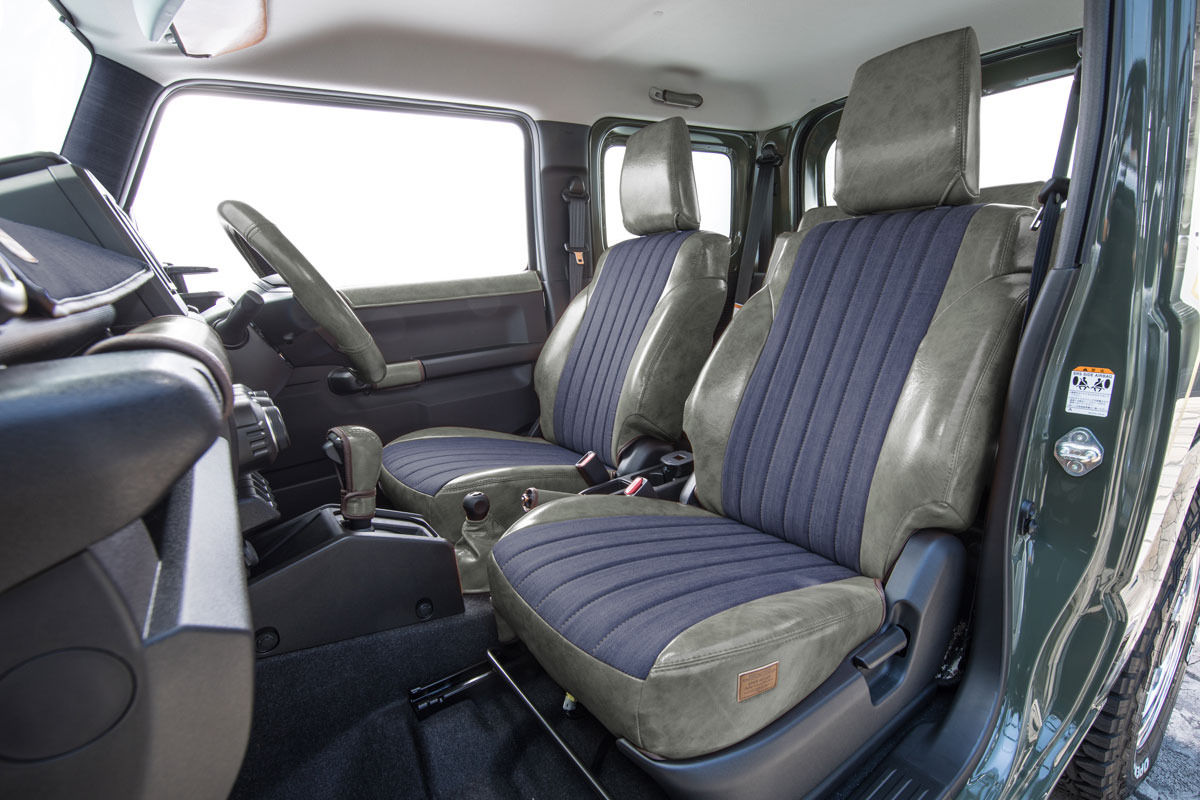 シートカバー  アンティークデニム　インディゴブルー ジムニー装着イメージ