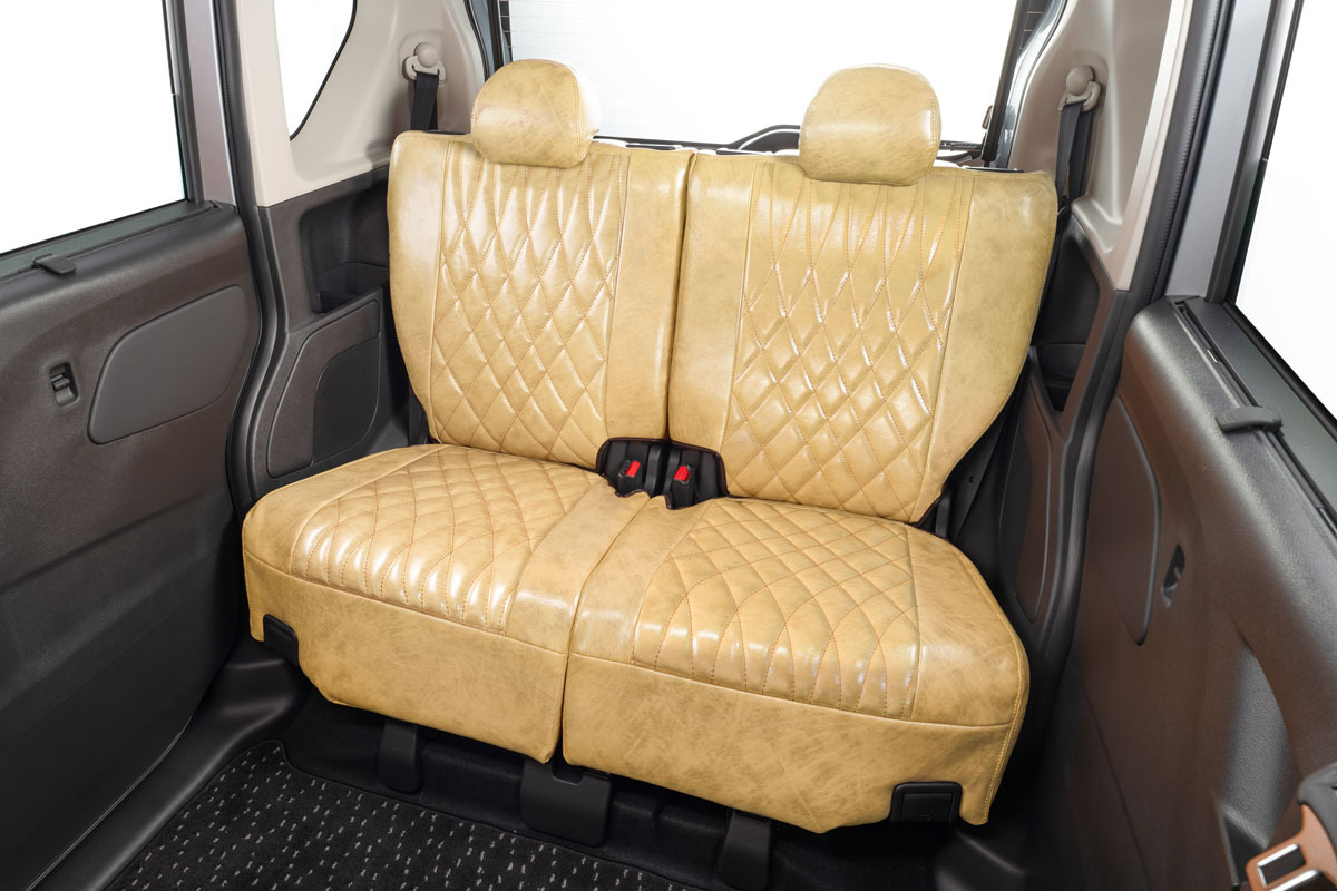 デリカミニ シートカバー  アンティークデザインD　クリームイエロー