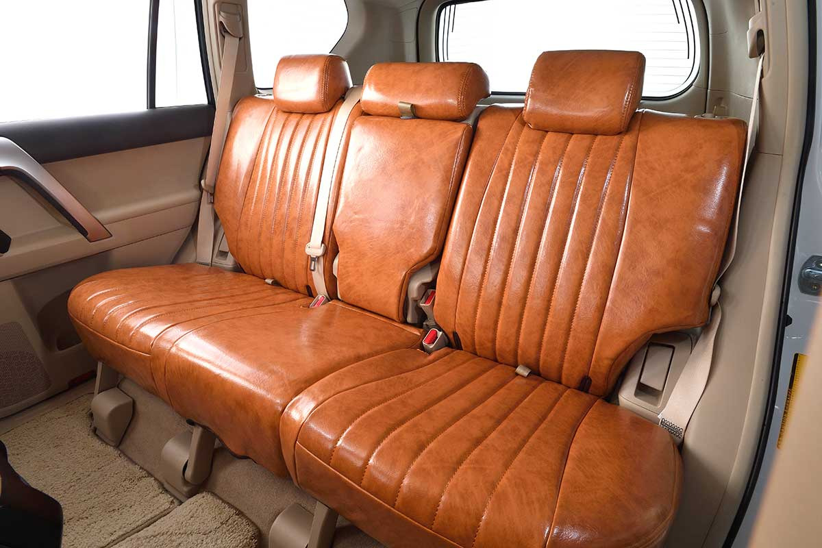 150プラド シートカバー アンティークデザインS　キャメル　後部座席