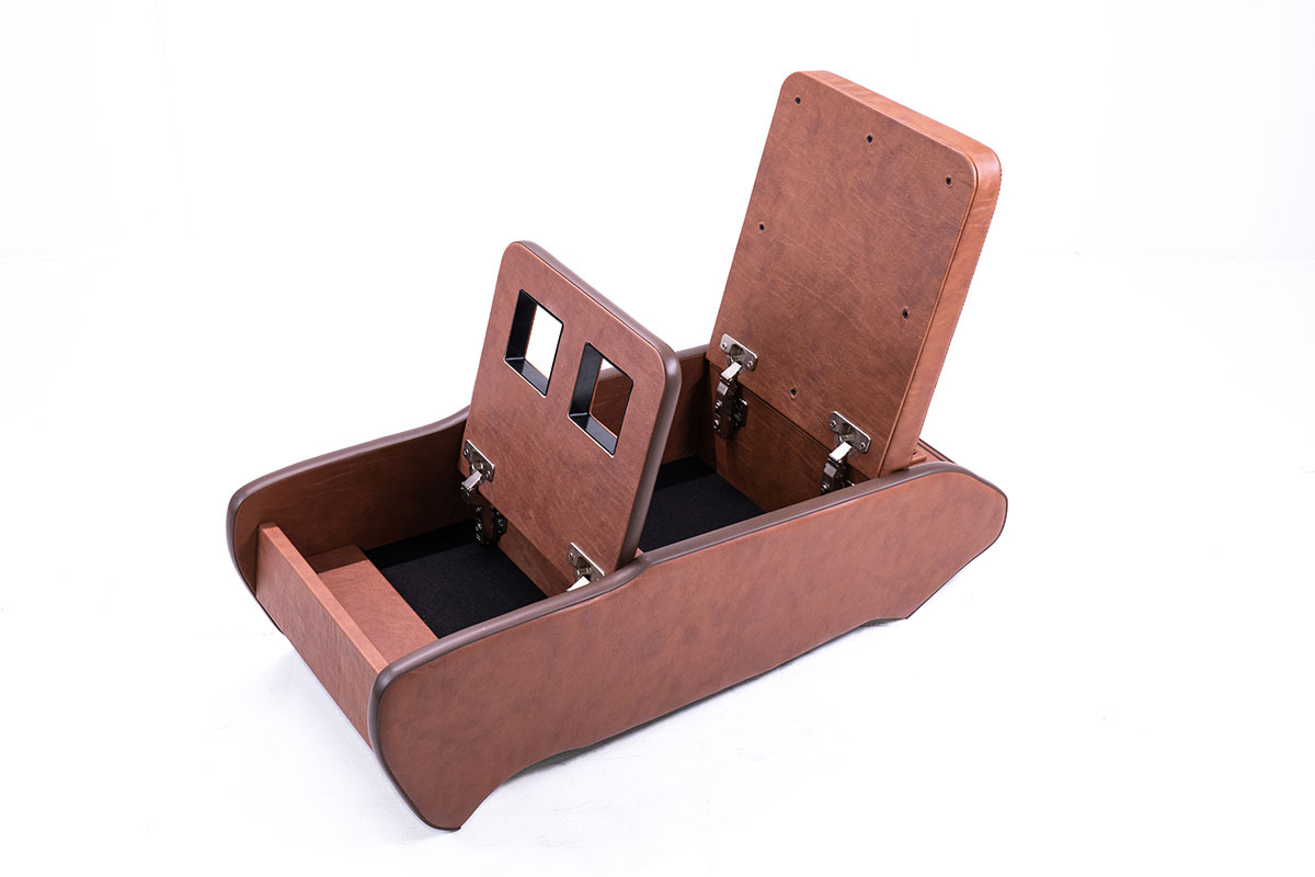 200系ハイエースS-GL用センターコンソール　クラシック　ブラウン　収納スペース