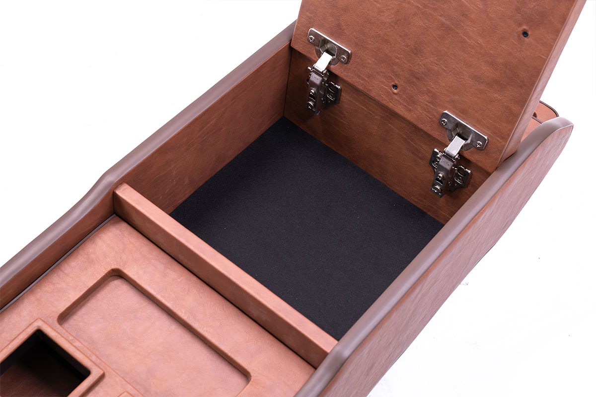 200系ハイエースS-GL用センターコンソール　クラシック　ブラウン　ダンパー入りで開閉時の動作もスムーズ