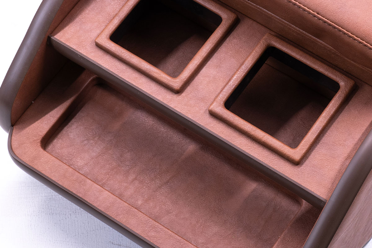 200系ハイエースS-GL用センターコンソール　クラシック　ブラウン　小物入れスペースも確保