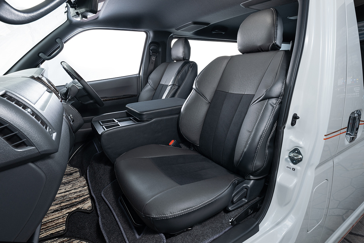 ■訳有■ 200系ハイエース S-GLシートカバー後期 ブラック １台分（3型後期～4型現行用） ハイエース 200系 シートカバー キャメル ブラウン レザー 1