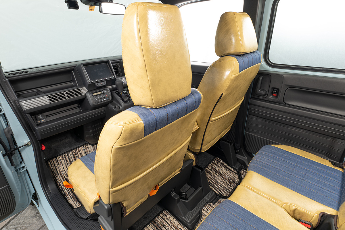 N-VAN シートカバー  アンティークデニム　クリームイエロー