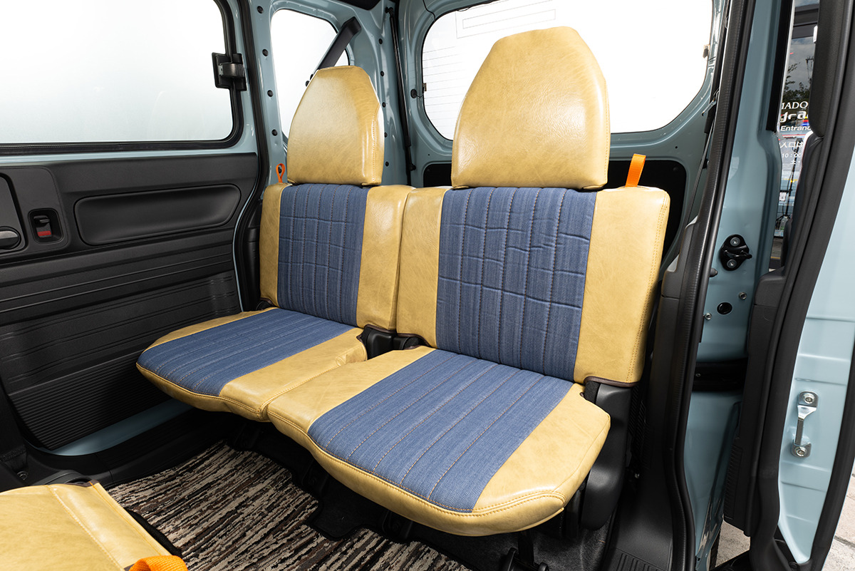 N-VAN シートカバー  アンティークデニム　クリームイエロー