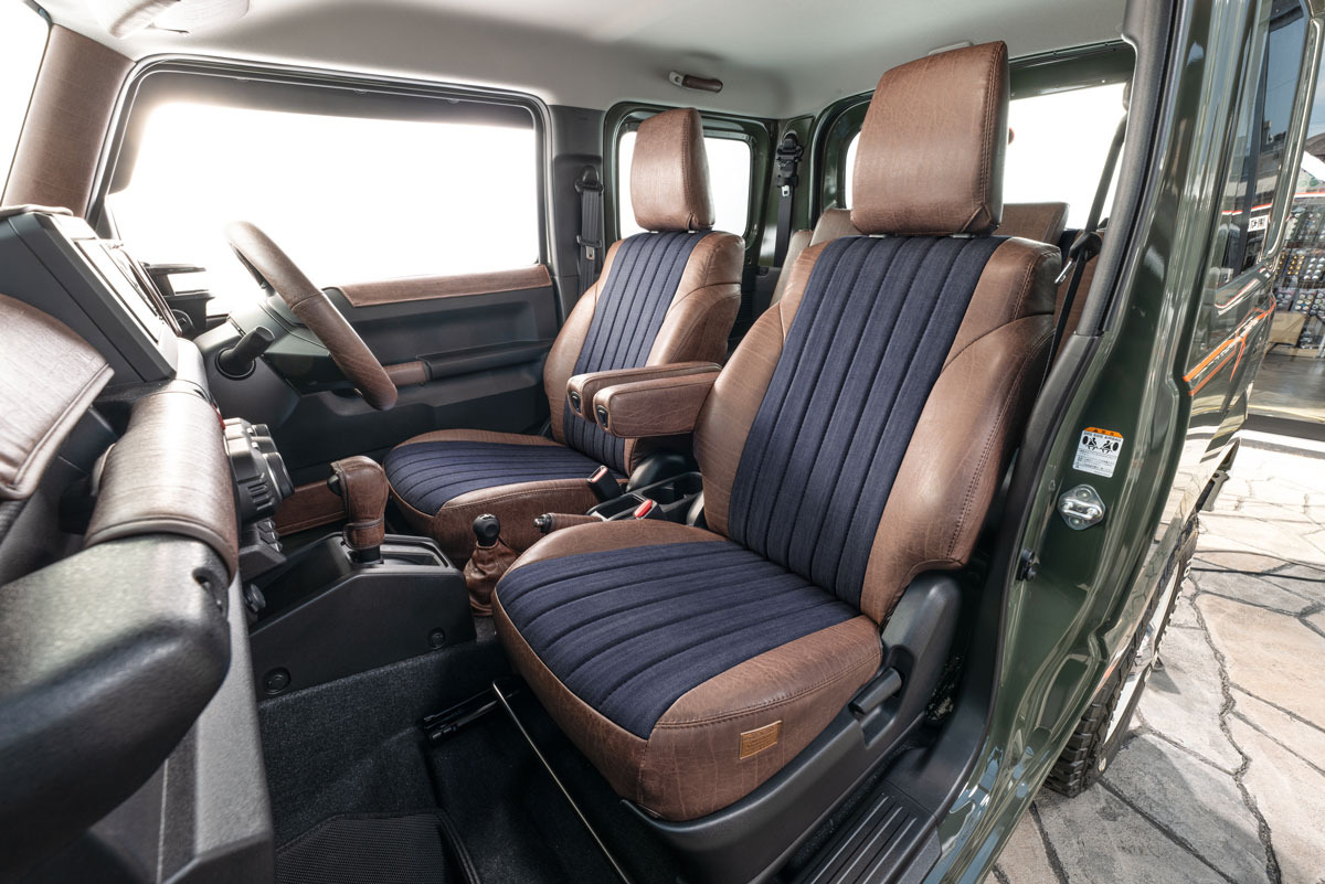 シートカバー  アンティークデニム　インディゴブルー ジムニー装着イメージ