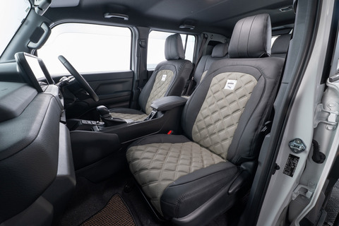 ランドクルザーFJ 車種限定シートカバー プライムヴィーガンMF　アクセント：グレージュ