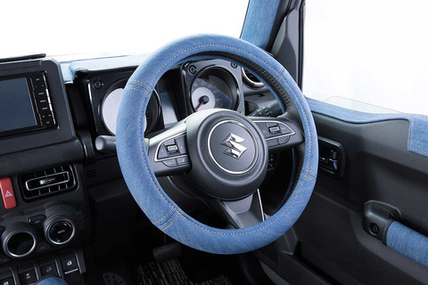 ハンドルカバー　アンティーク　デニムデザイン スズキジムニー装着